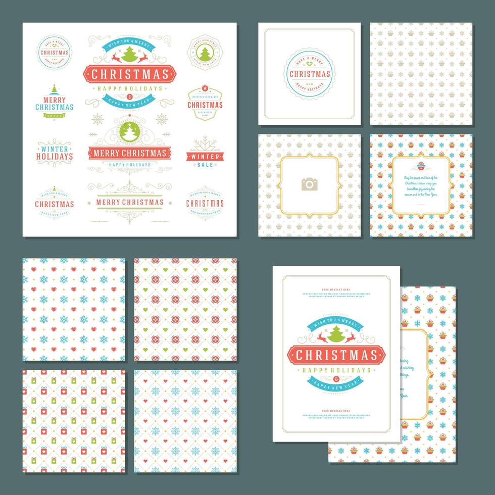 Christmas labels and badges design elements set vector