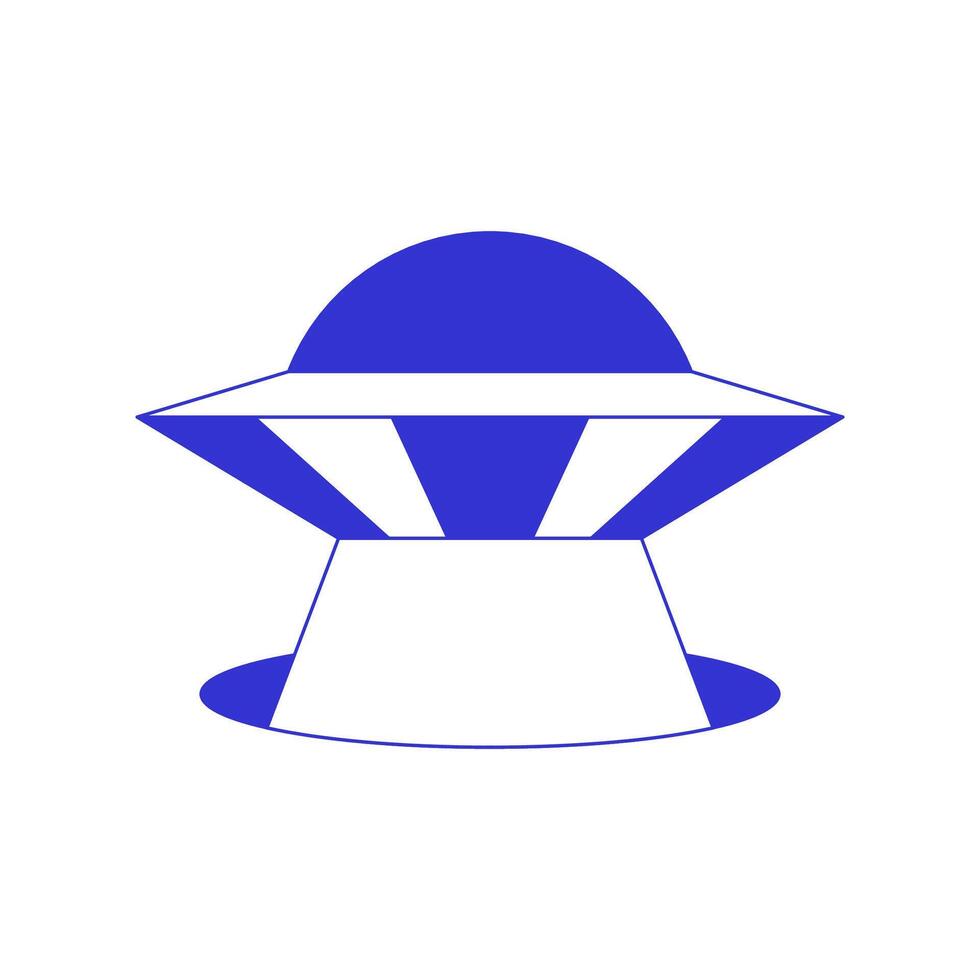 Y2k UFO alien spaceship with illumination in hole contemporary pop art line icon flat vector