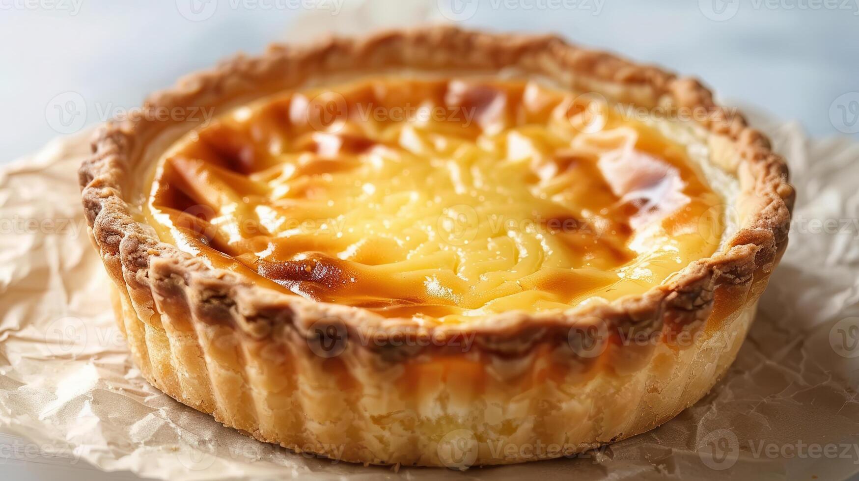 Delicious golden-brown pie with a creamy custard filling, perfect for dessert lovers and food photography. photo