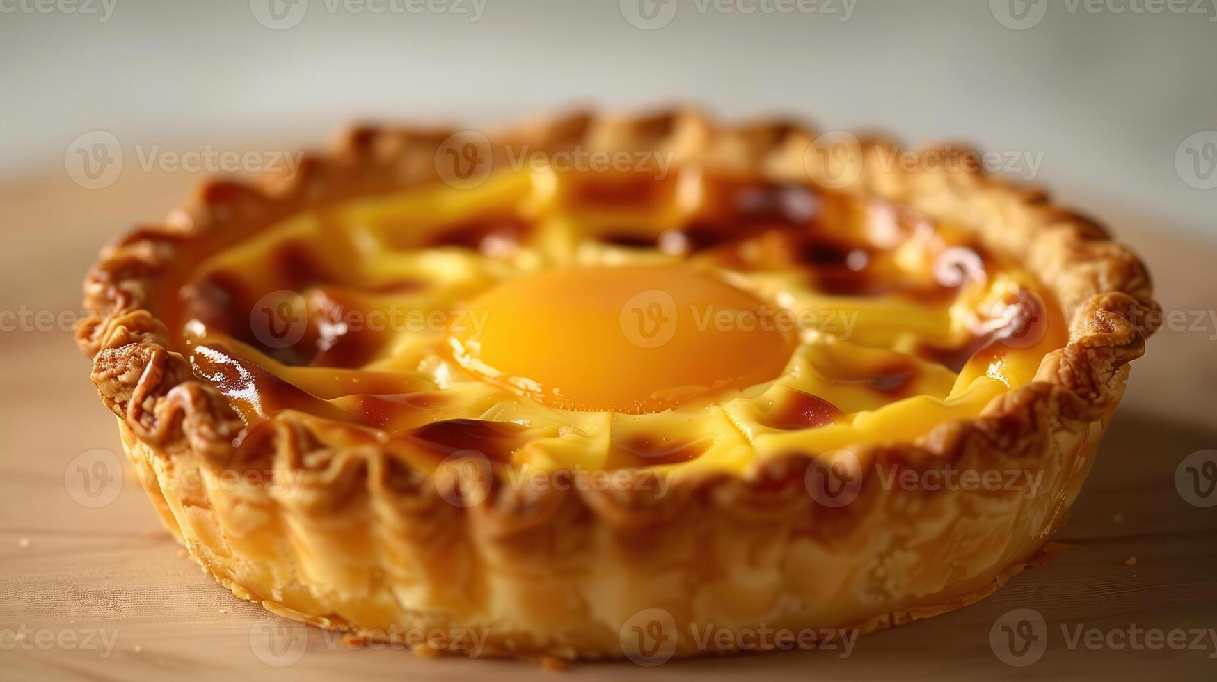 Delicious egg tart with a golden custard filling and flaky crust, perfect for desserts or pastries. Ideal for food photography. photo