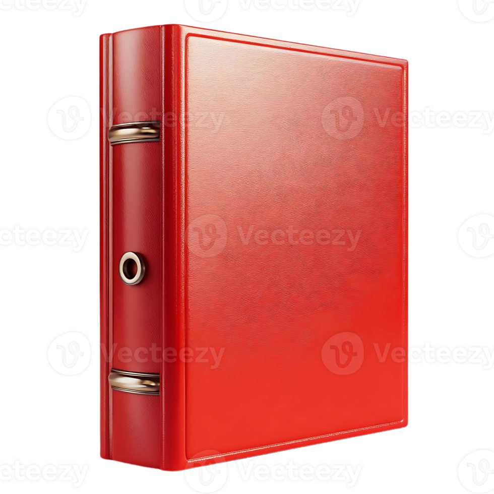 Red Leather Binder with Transparent Background, Ideal for Organization and Presentation png