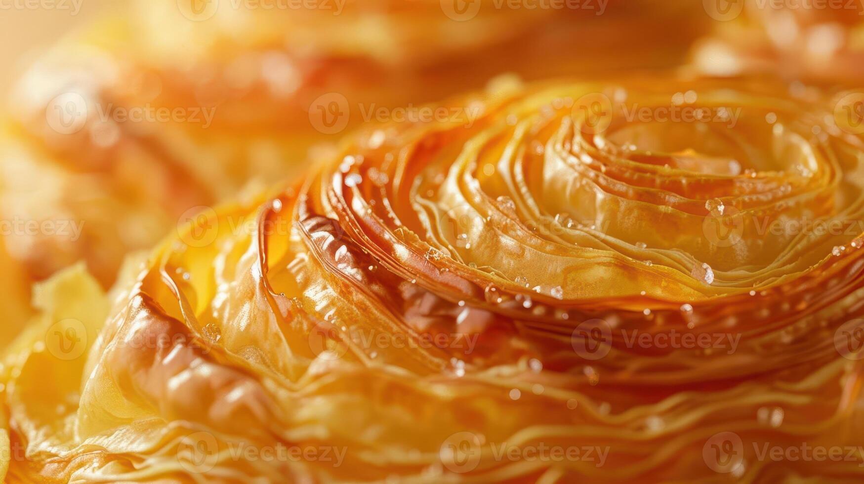 Delicious golden pastry showcasing intricate layers, perfect for breakfast or dessert, offering a delightful crunch and buttery flavor. photo