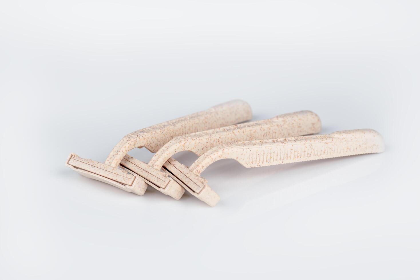 Collection of disposable razor isolated on white background. razor to use and throw away. razor zero waste on white background photo