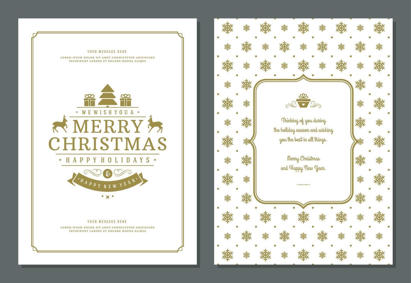 Christmas greeting card design template with decoration label illustration. vector