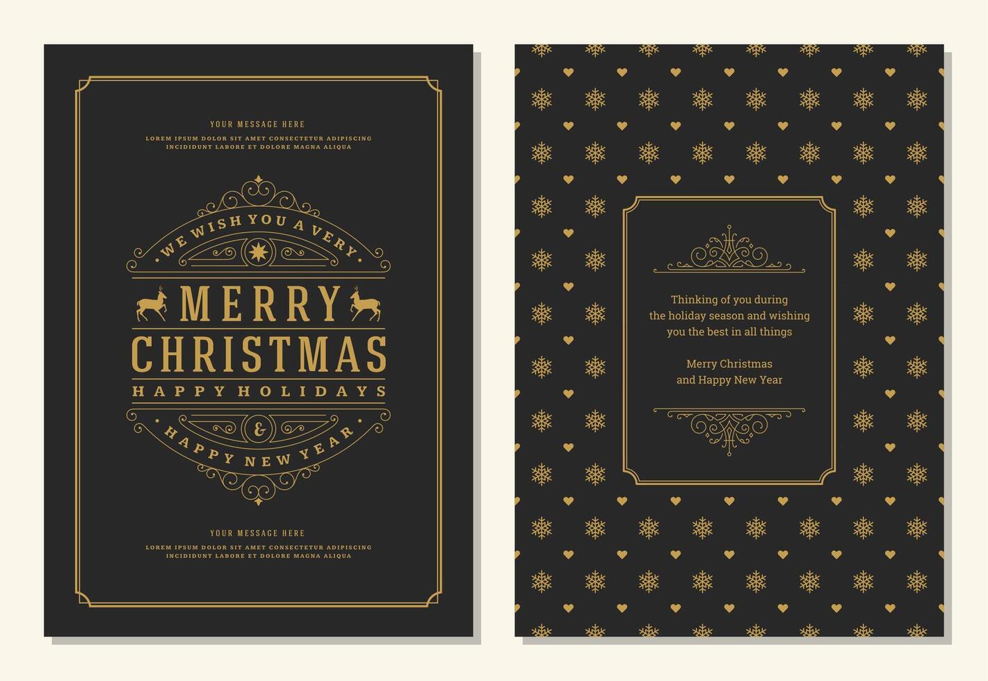 Christmas greeting card design template with quote label illustration vector