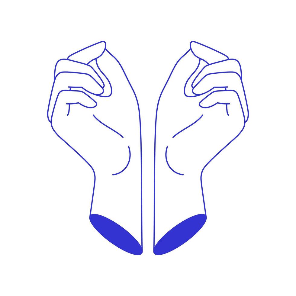 Y2k two elegant female closed fingers and palm hands contemporary pop art line icon vector