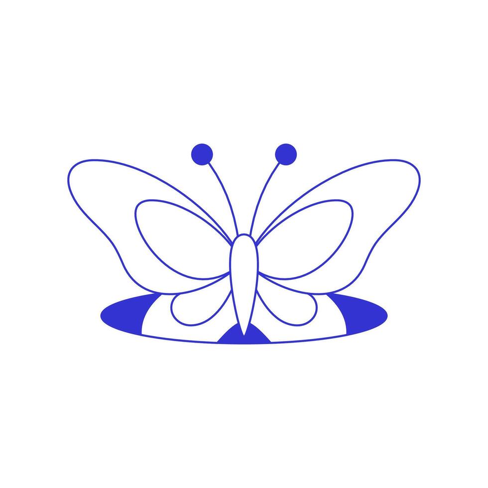 Y2k summer butterfly in hole psychedelic contemporary pop art line icon flat illustration vector