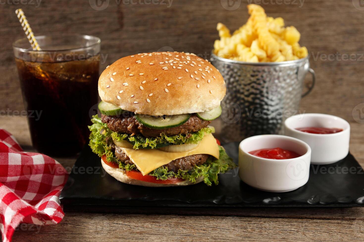 Burger, Fries, and Cola photo