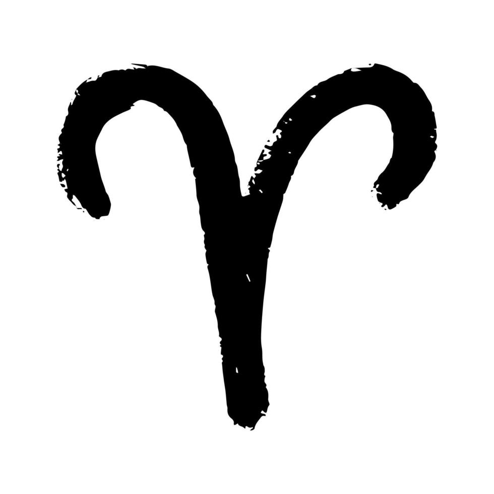 Hand drawn aries zodiac sign Esoteric symbol doodle Astrology clipart Element for design vector