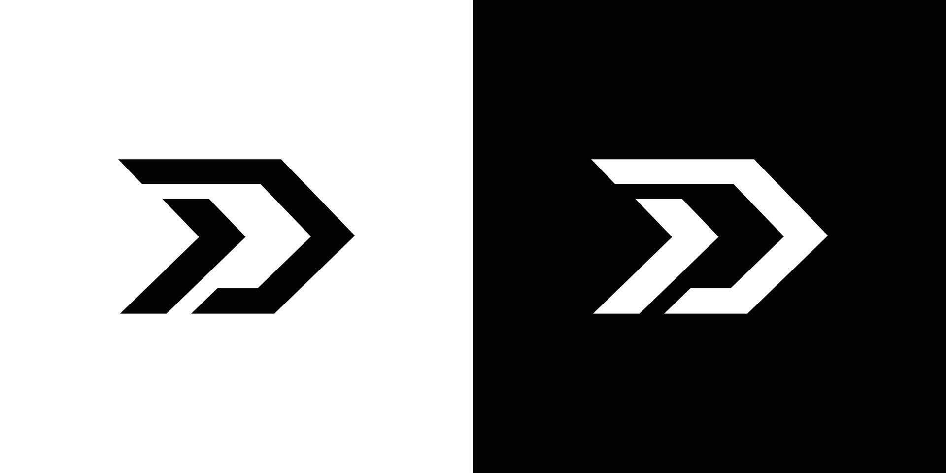 Modern Geometric Letter D Logo - Bold Black and White Design vector