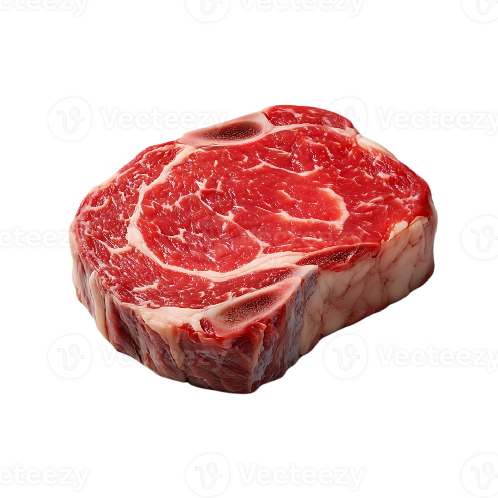 A Fresh, Raw, Red Ribeye Steak with a Transparent Background, Isolated on Black png