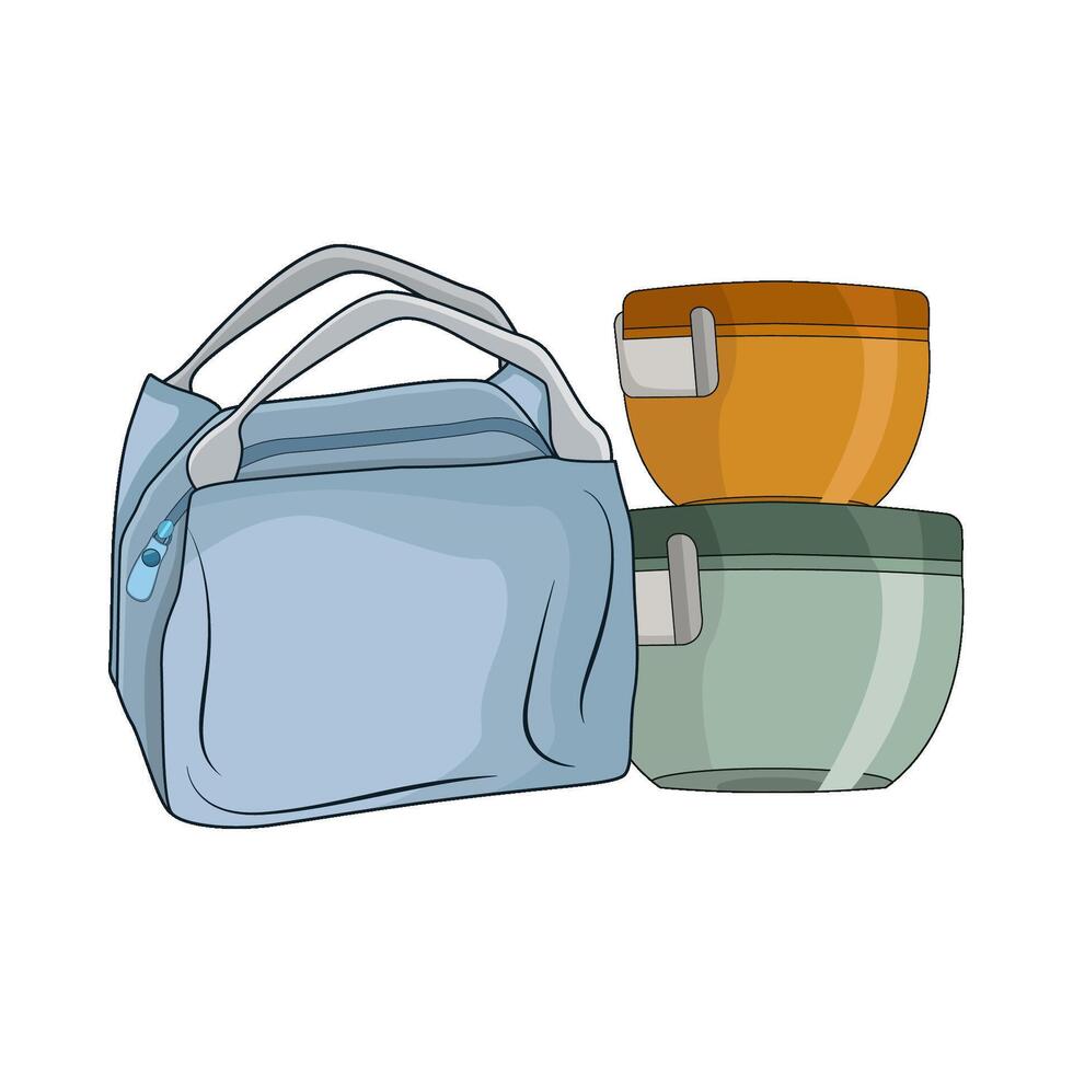 illustration of Food Container Paired with Bag vector