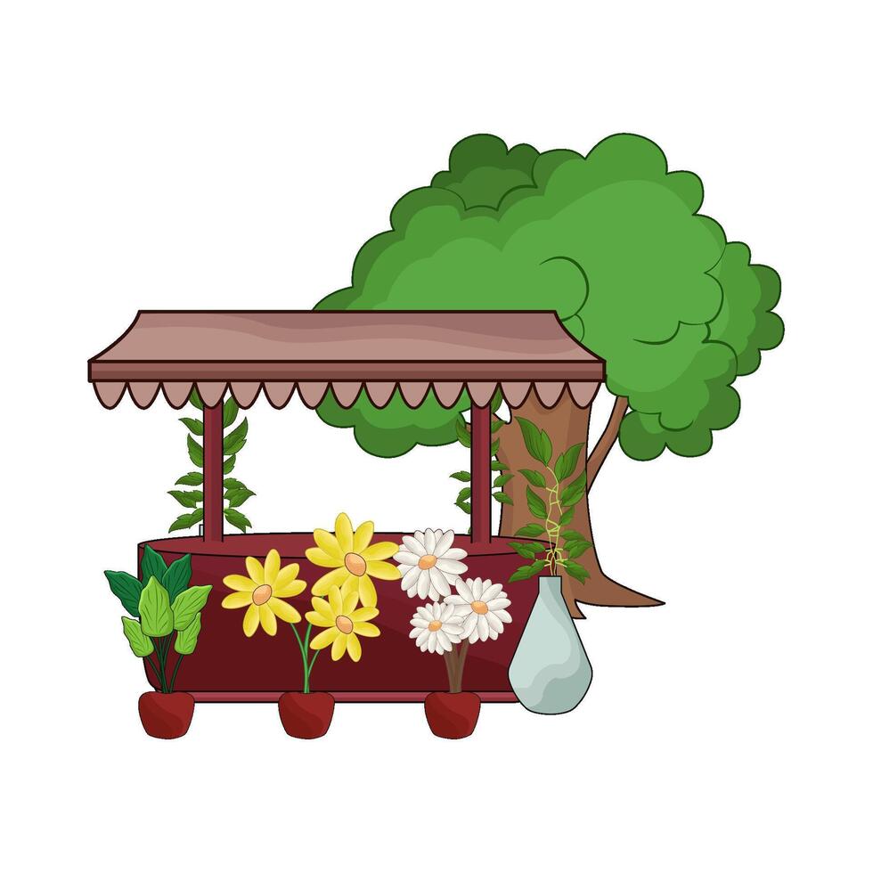 Colorful Blooms at Flower Stall illustration vector