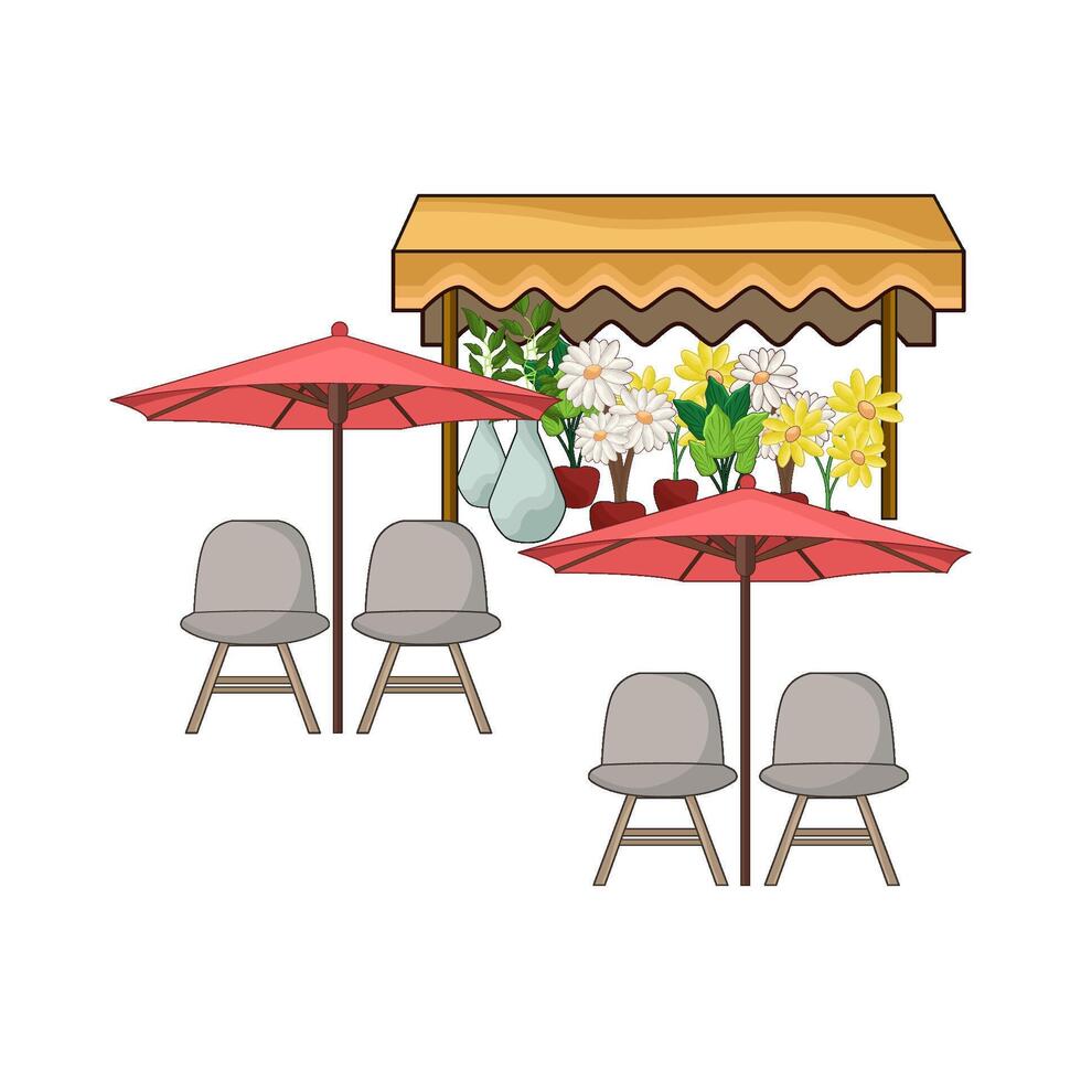 Colorful Blooms at Flower Stall vector