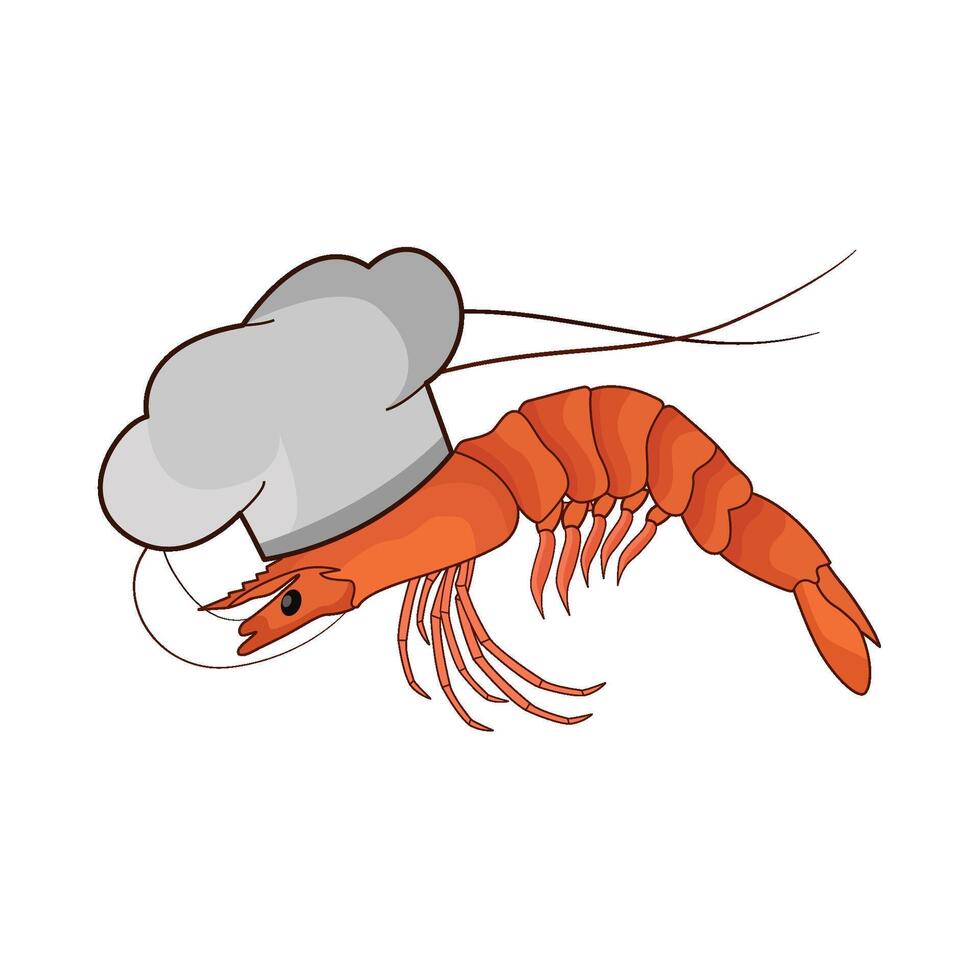 chef shrimp illustration vector