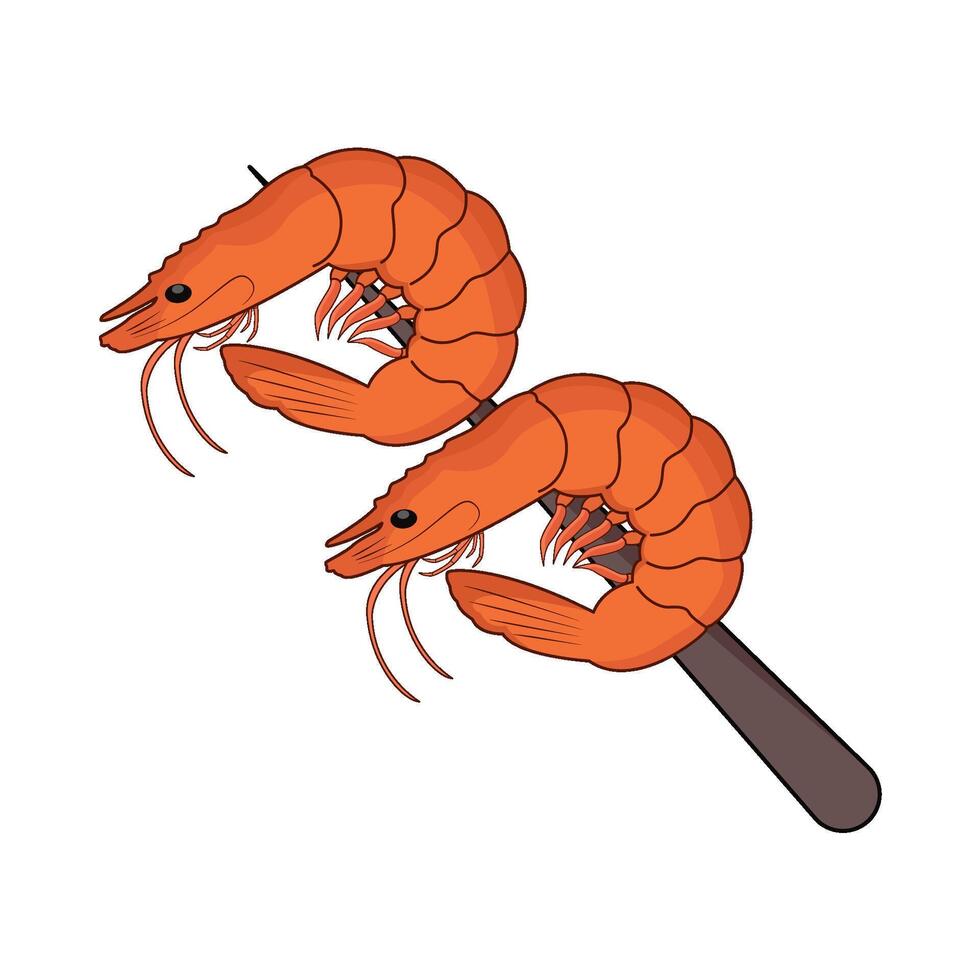 illustration of shrimp on stick vector