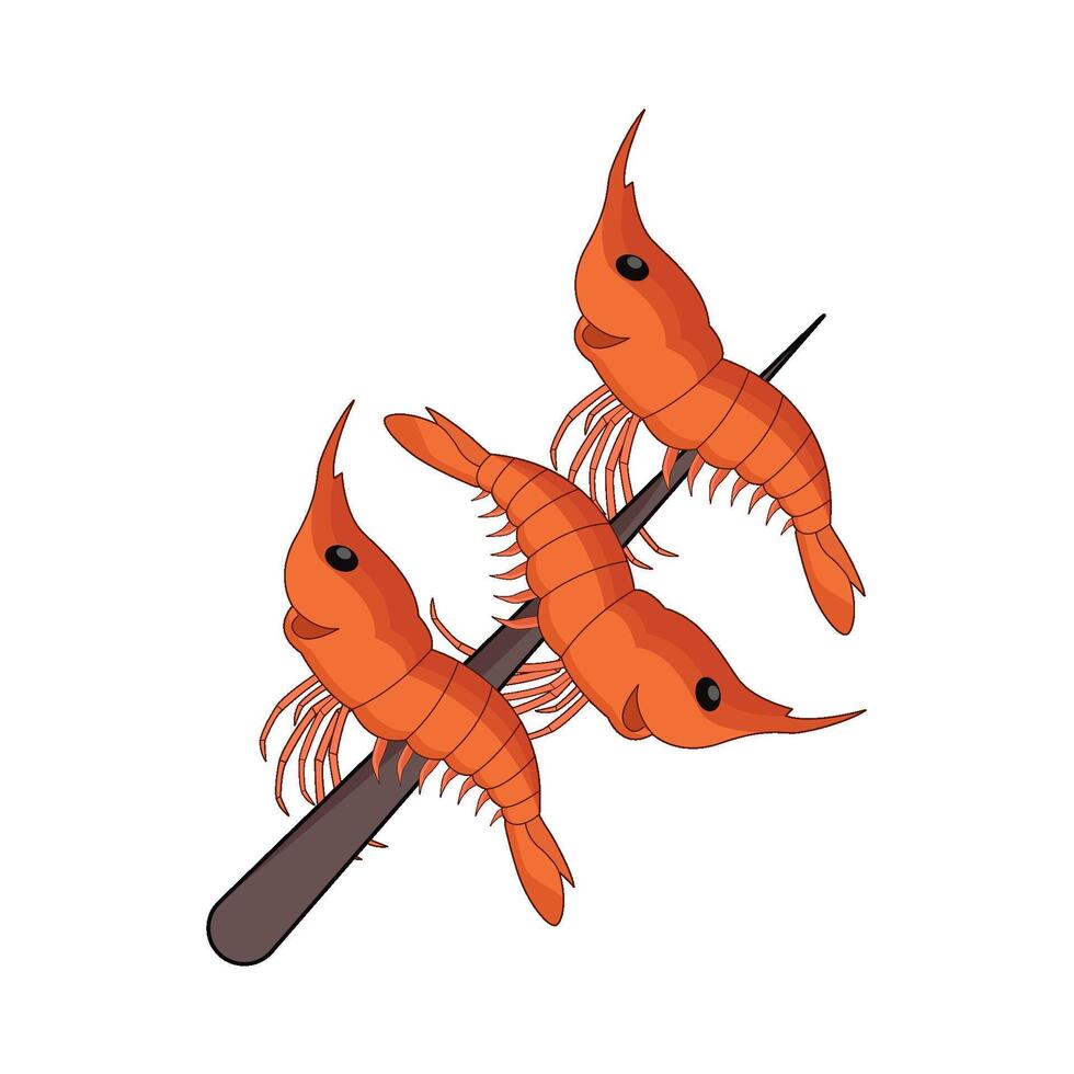 shrimp skewer illustration vector