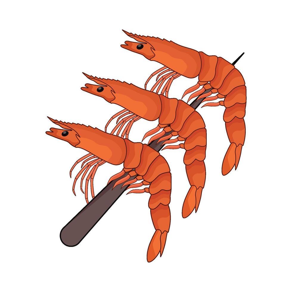 shrimp on skewer vector