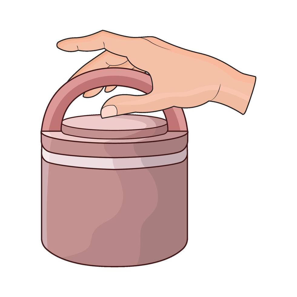 Hand Holding Food Container vector