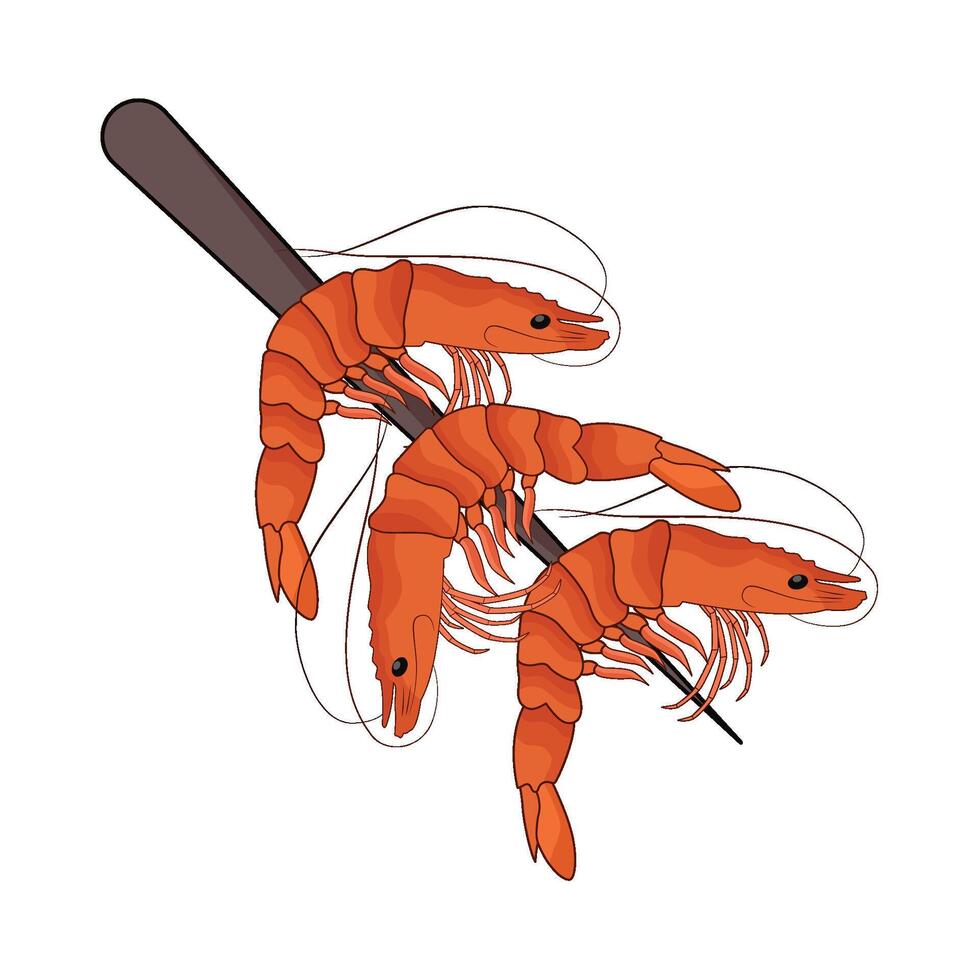 illustration of shrimp skewer vector