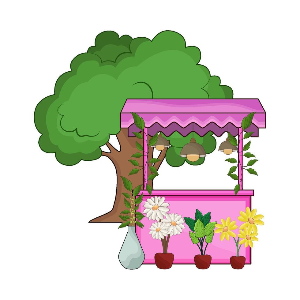 illustration of Colorful Blooms at Flower Stall vector