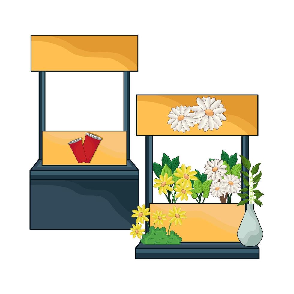 Charming Flower Market Stall Display illustration vector