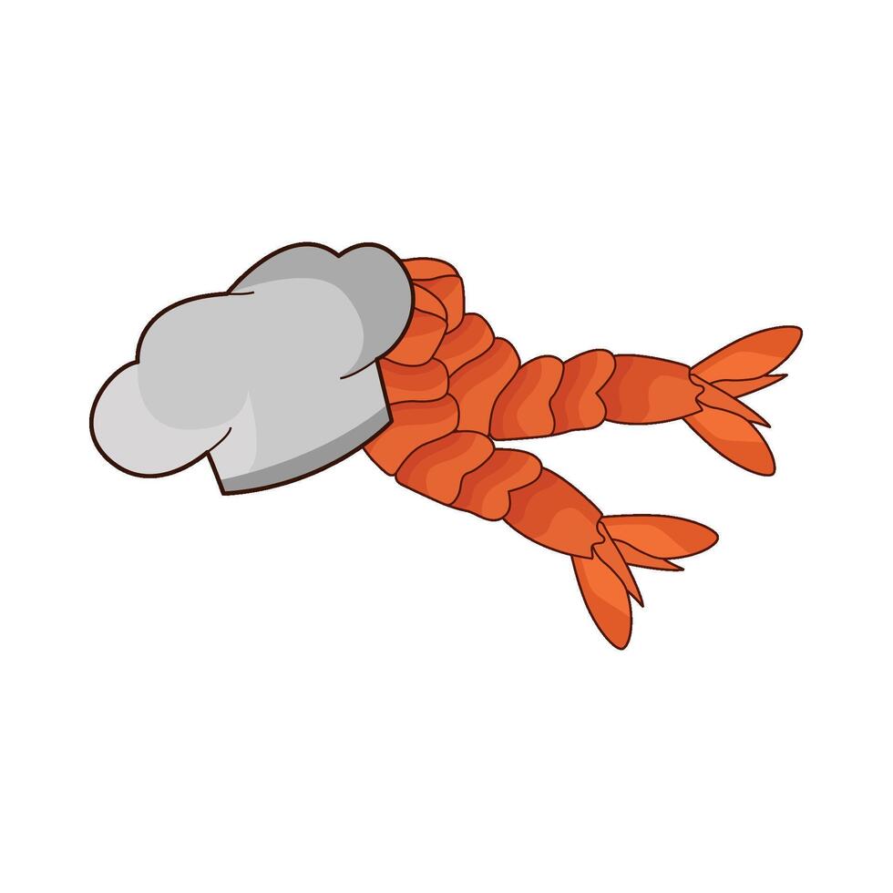 shrimp with chef hat vector