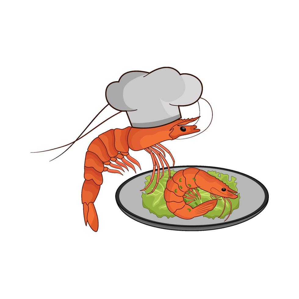 cooked shrimp illustration vector