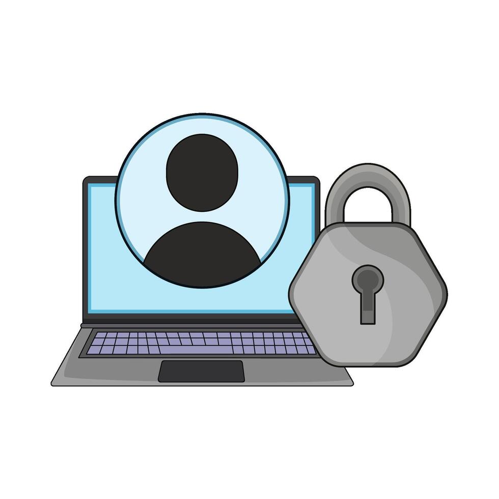 laptop user lock illustration vector