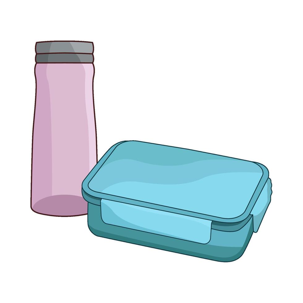 lunch box and water bottle vector