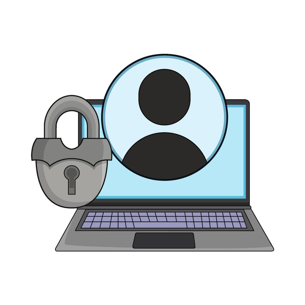 laptop user lock illustration vector