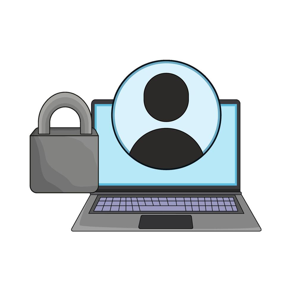 laptop user lock illustration vector