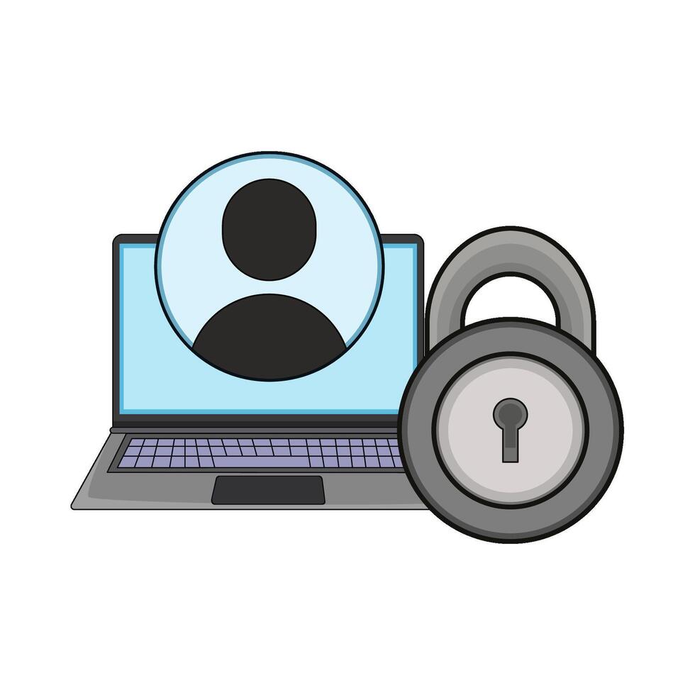 laptop user lock illustration vector