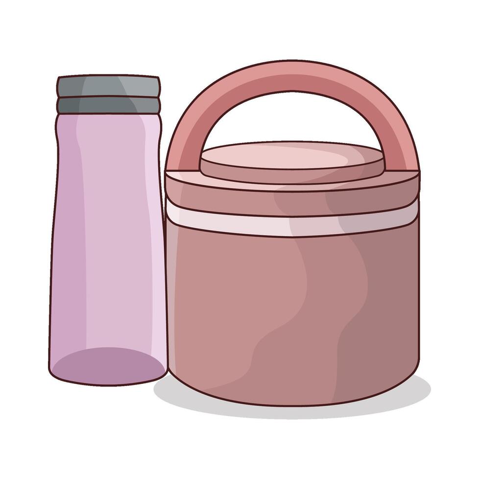 illustration of Water Bottle and Meal Container vector