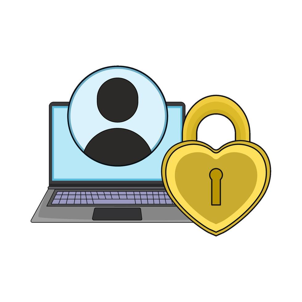 laptop user lock illustration vector