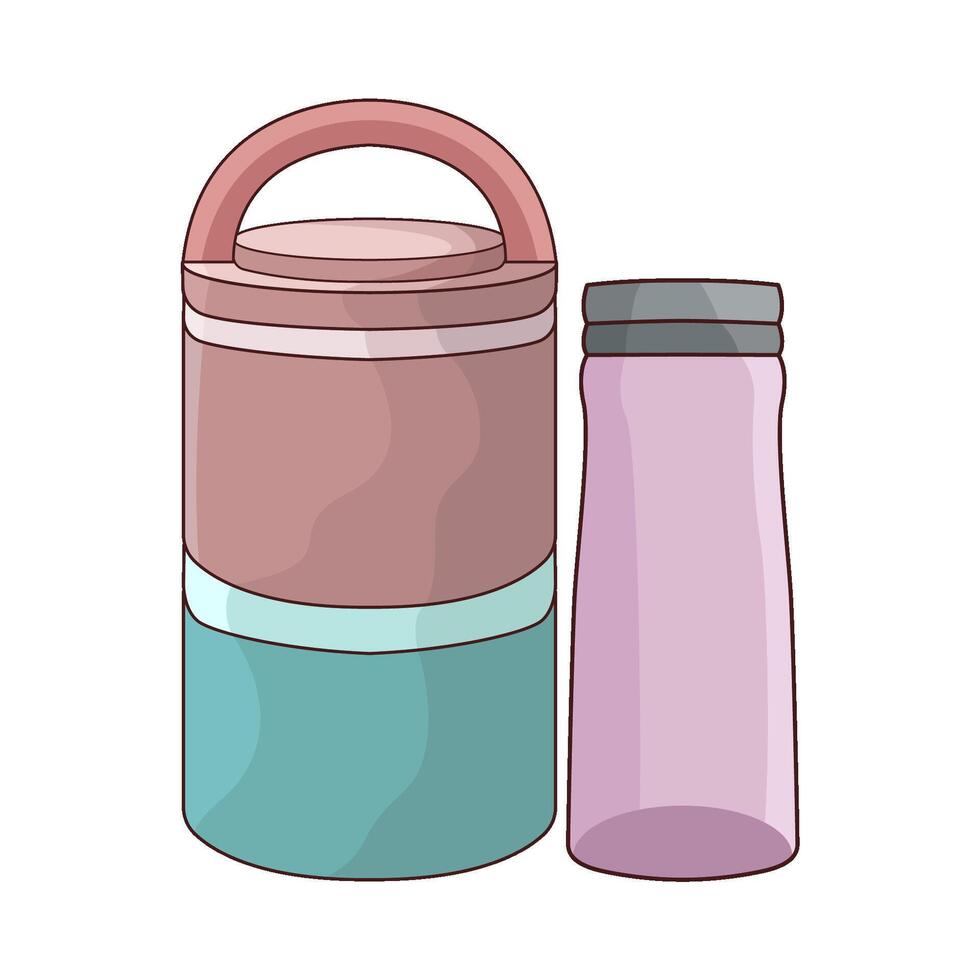 Water Bottle and Meal Container vector