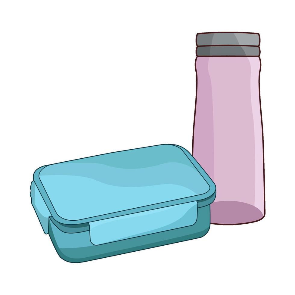 illustration of lunch box and water bottle vector