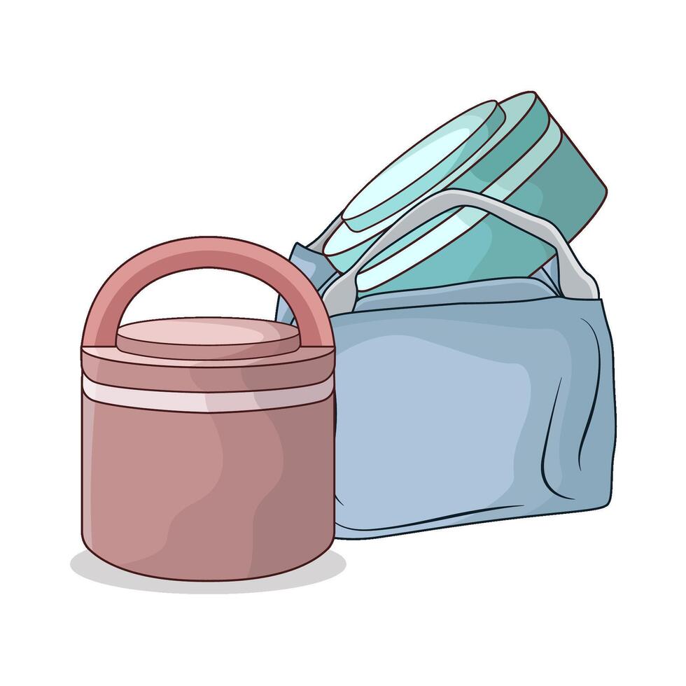 Food Container in Carry Bag vector