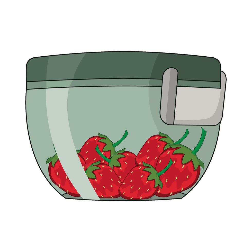illustration of food container with strawberry vector