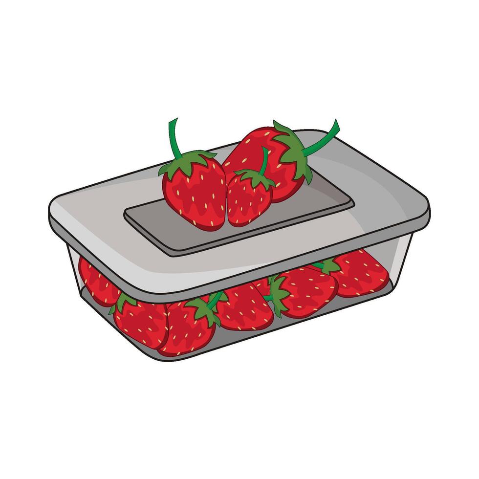 lunch box with strawberry vector