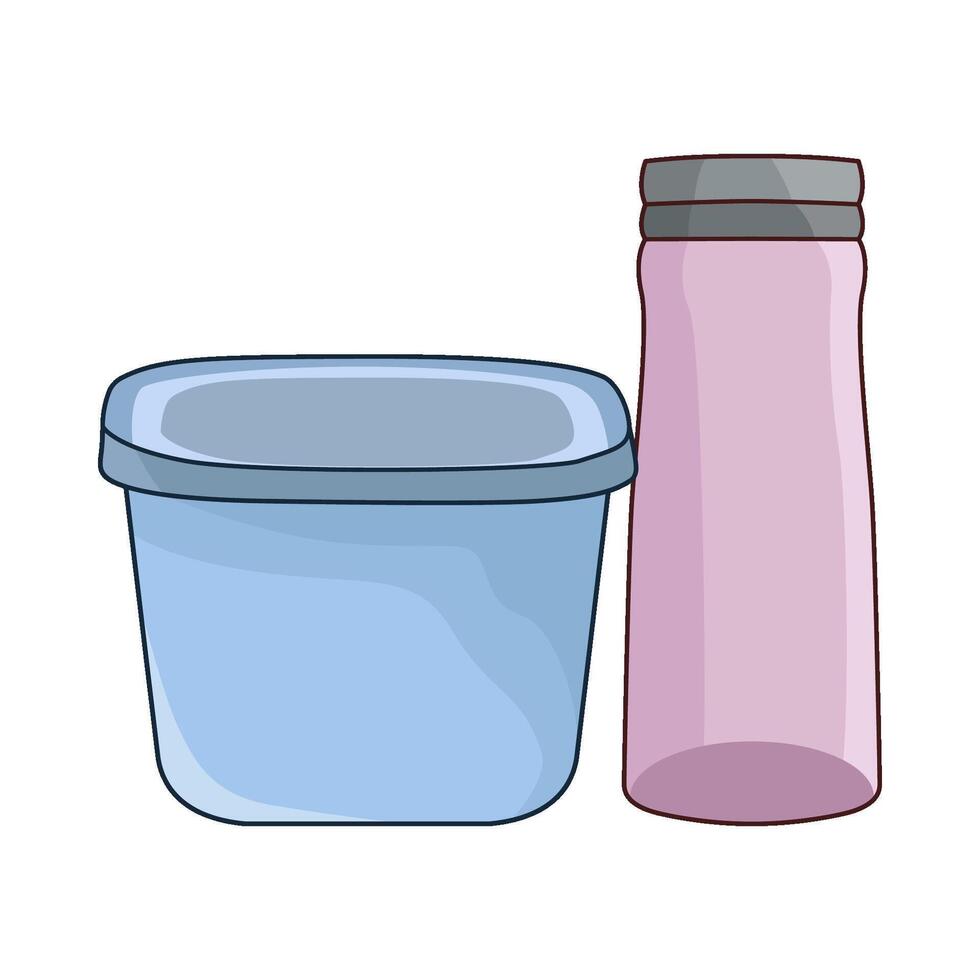illustration of food container and water bottle vector