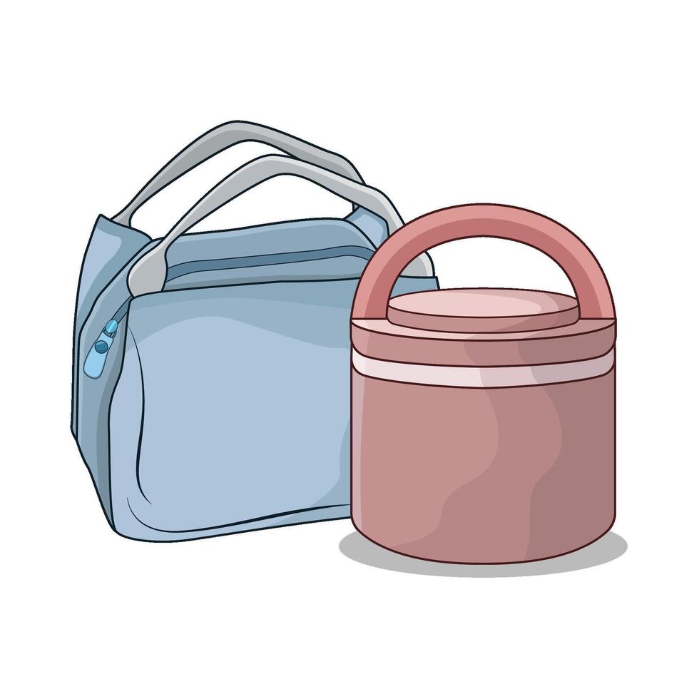 Food Container Paired with Bag vector