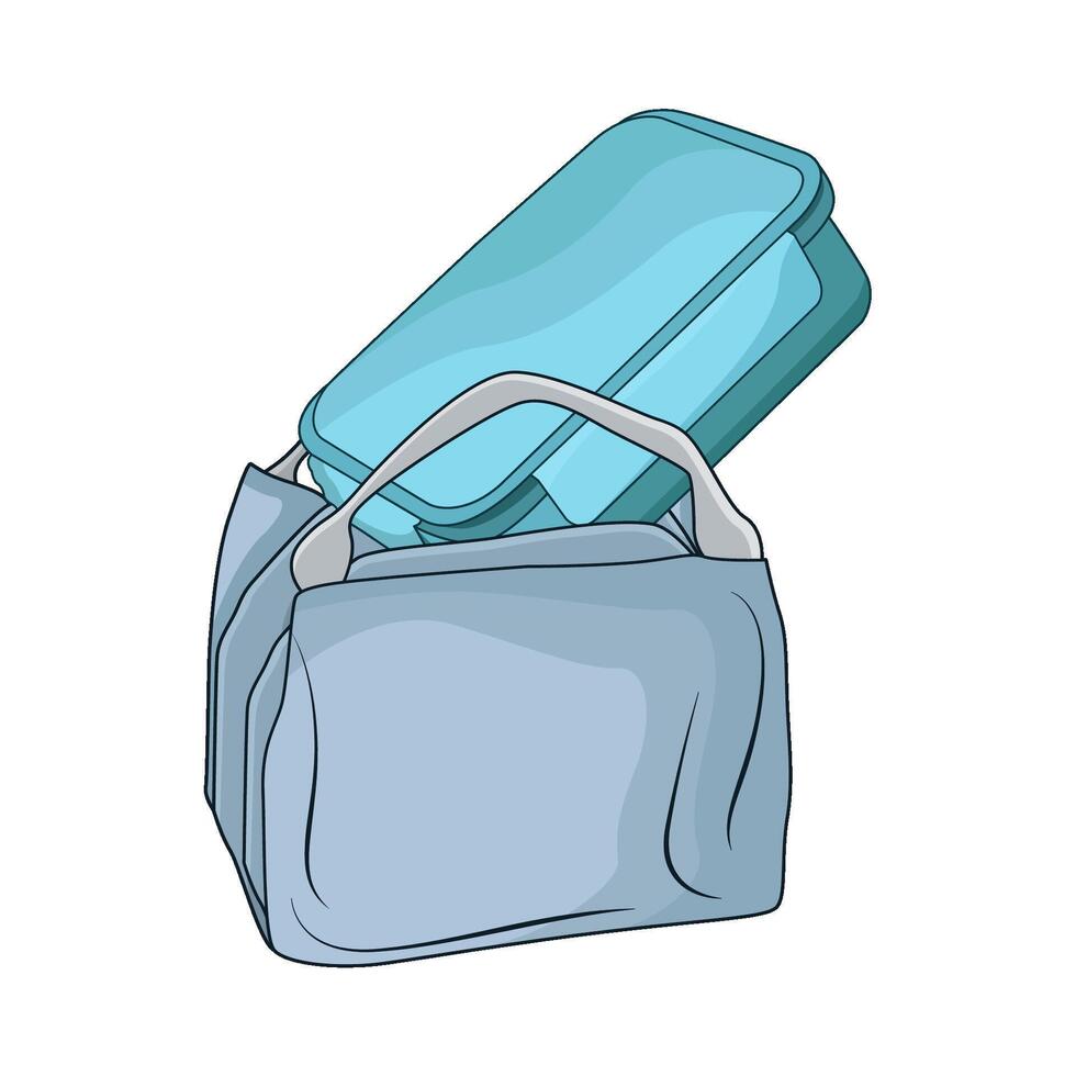 lunch box with bag vector