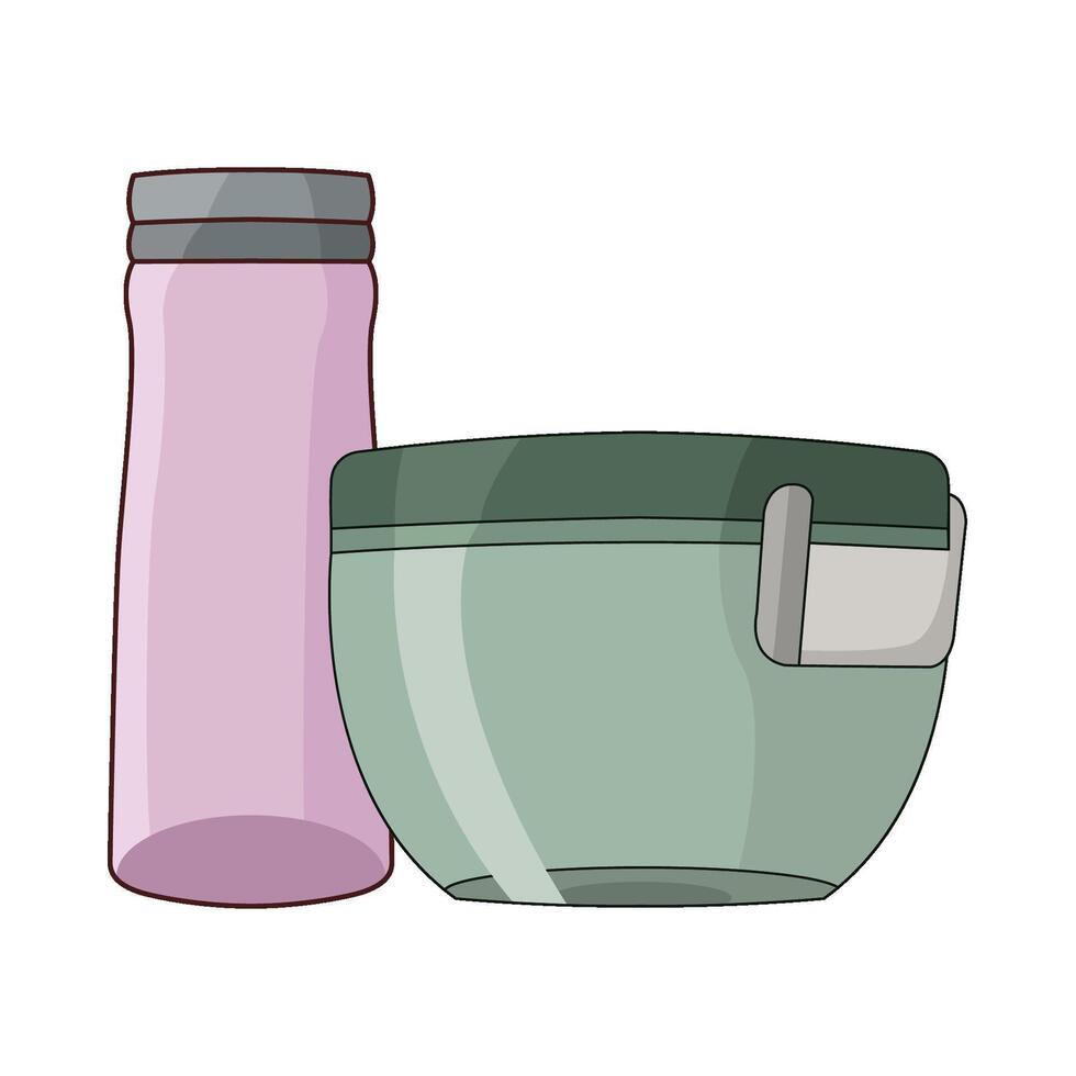food container and water bottle illustration vector