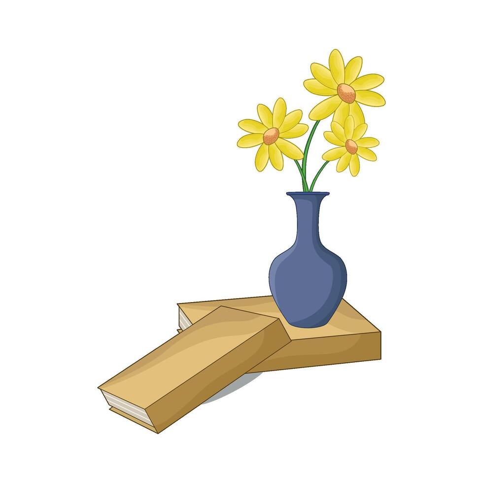 Vase of Flowers on book vector