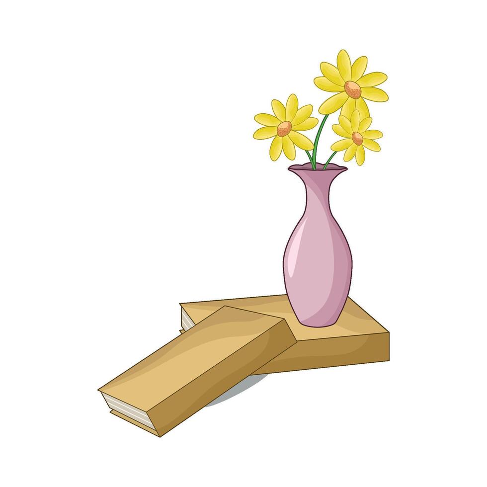 Beautiful Flower Vase on book vector