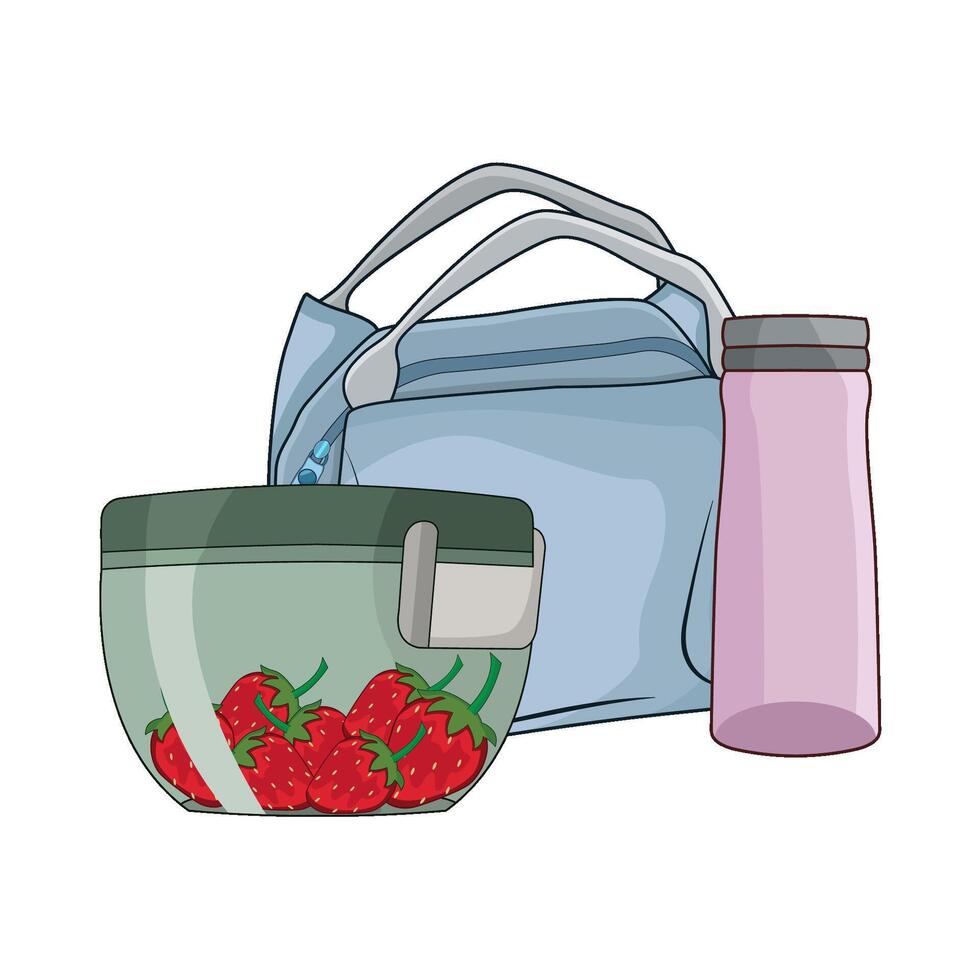 school lunch bag set illustration vector