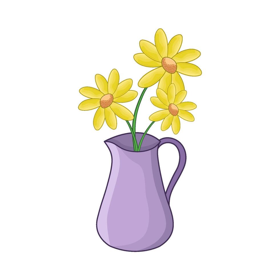 Ornate Vase with Blooming Flowers vector