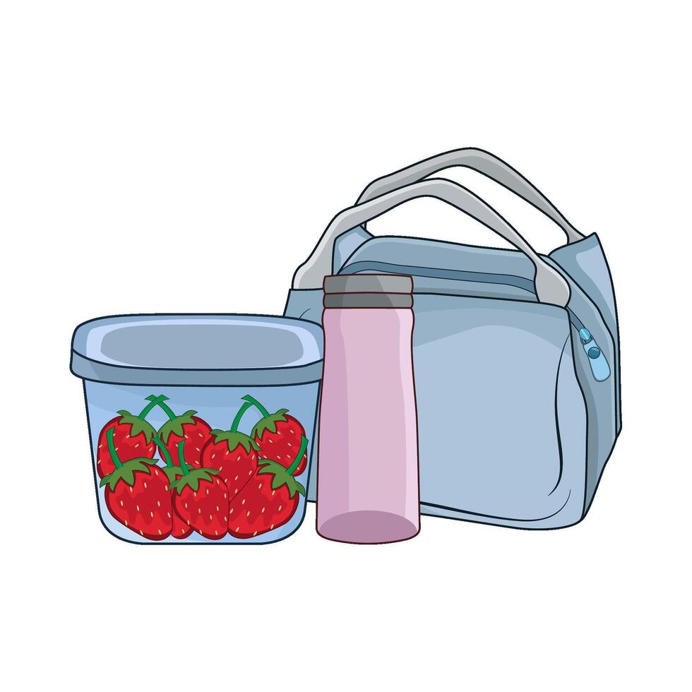school lunch bag set vector