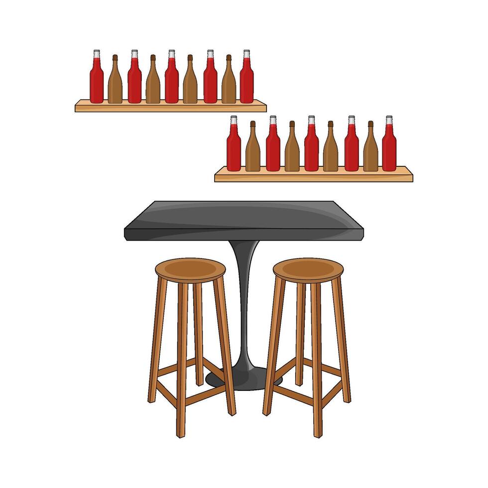 Bar Table Set illustration vector